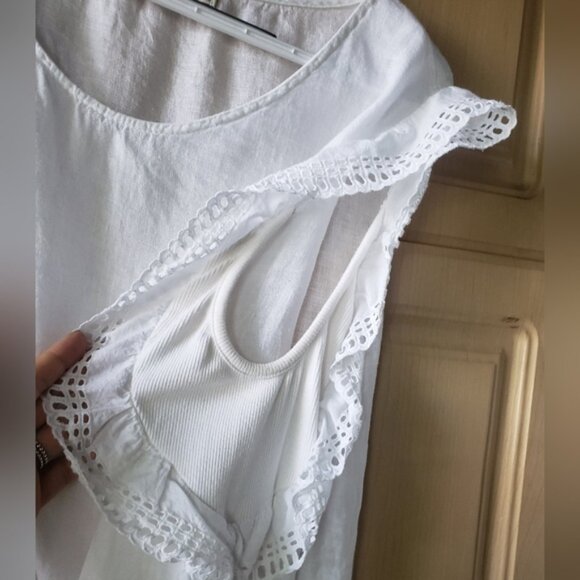 Linen White La e Trim Womens Top 3xl - Picture 8 of 10